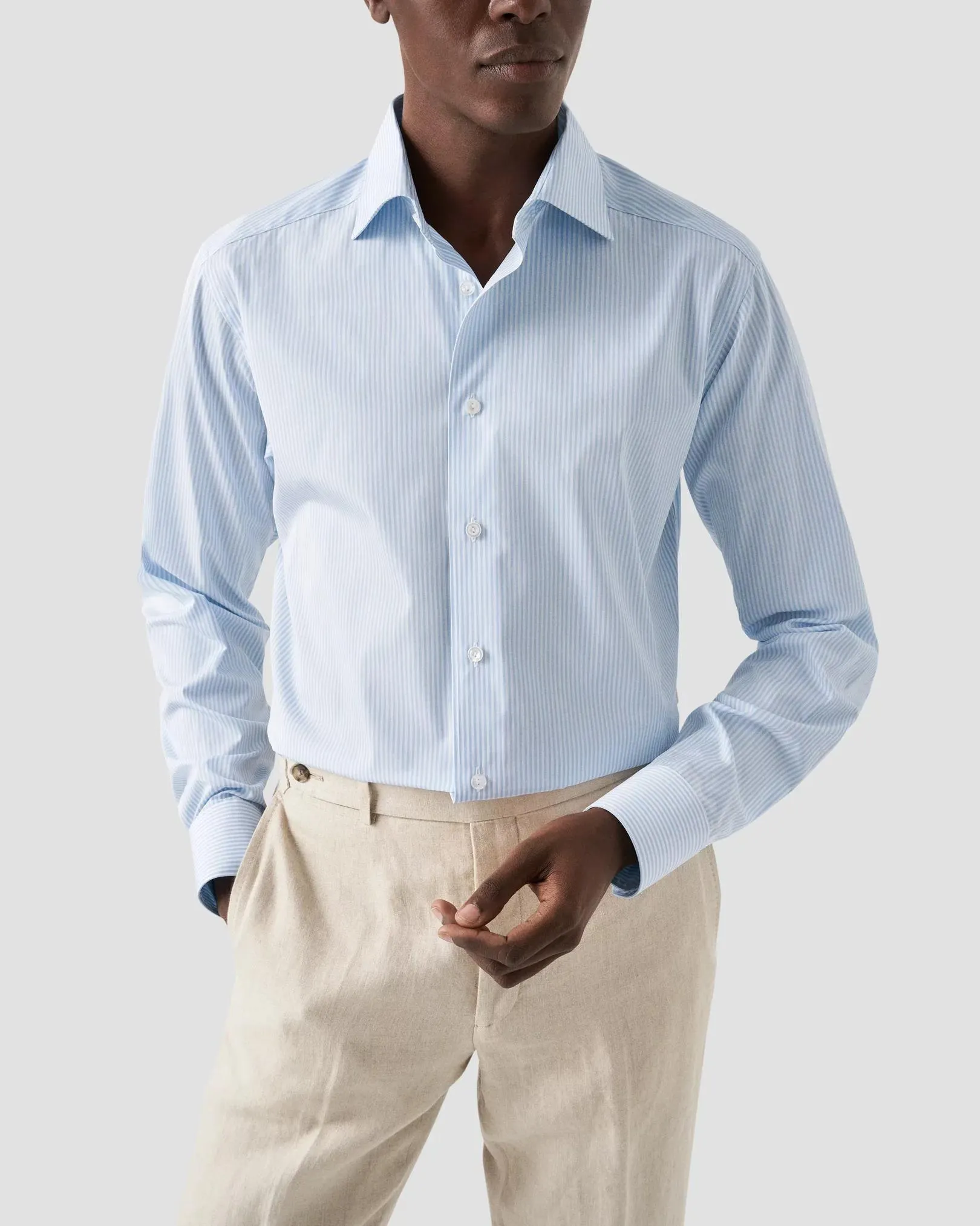 Light Blue Bengal Striped Elevated Poplin Shirt