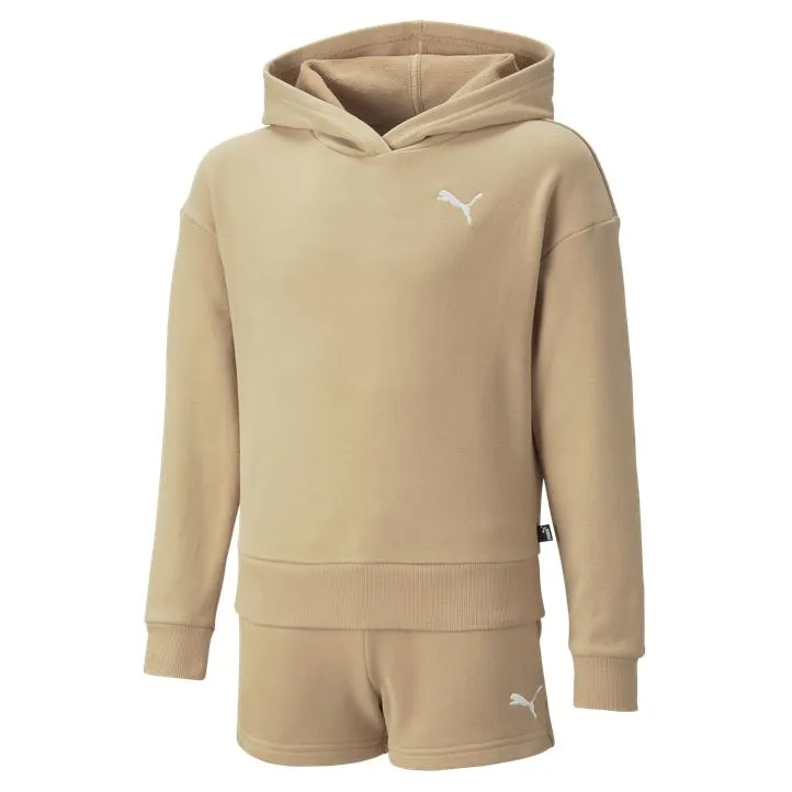 Loungewear Short Suit, tracksuit med shorts, junior, Brun