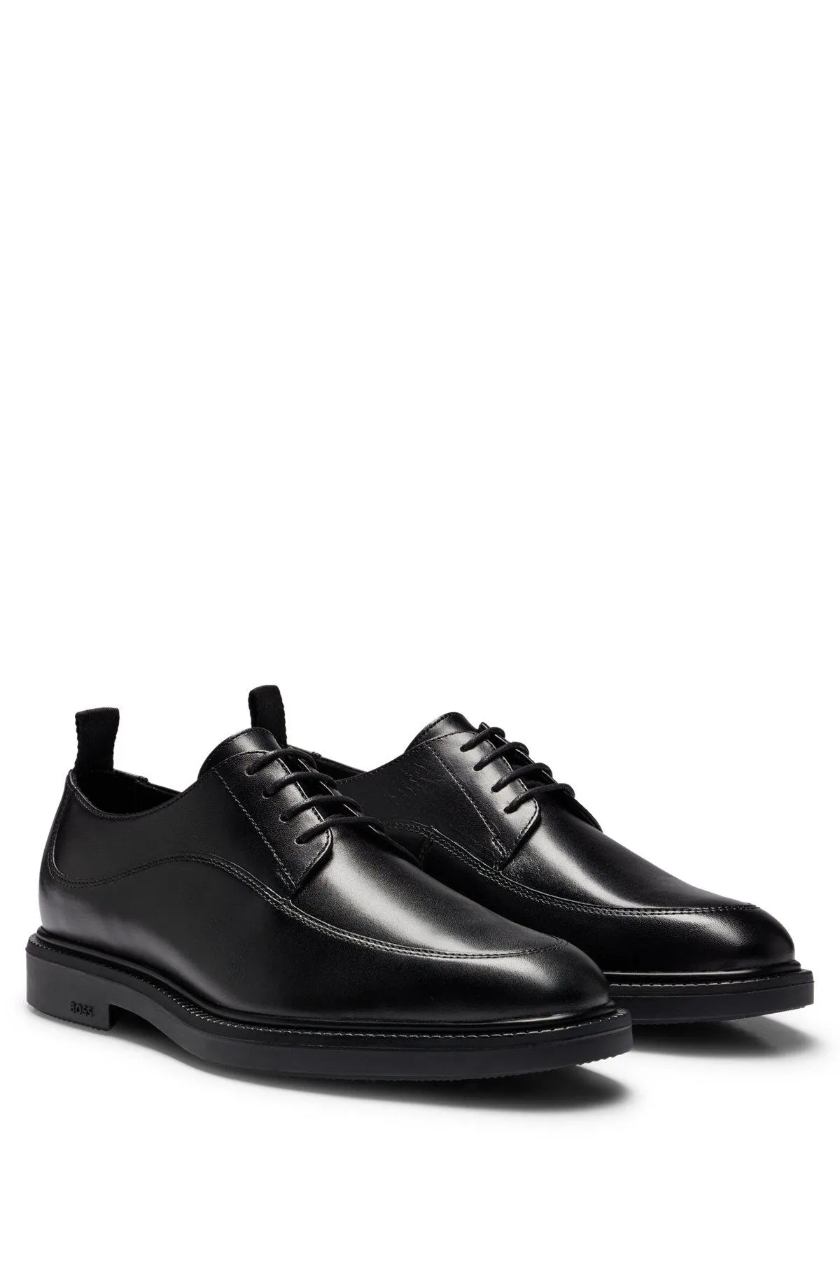 Leather lace-up Derby shoes with stitching detail