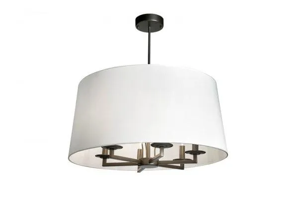 Taklampe Aruba D75cm 6armer sort hvit skjerm