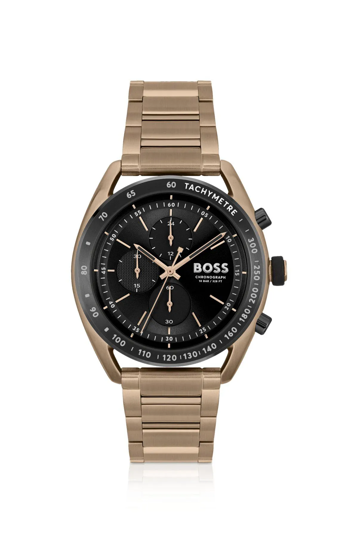 Gold-tone chronograph watch with link bracelet