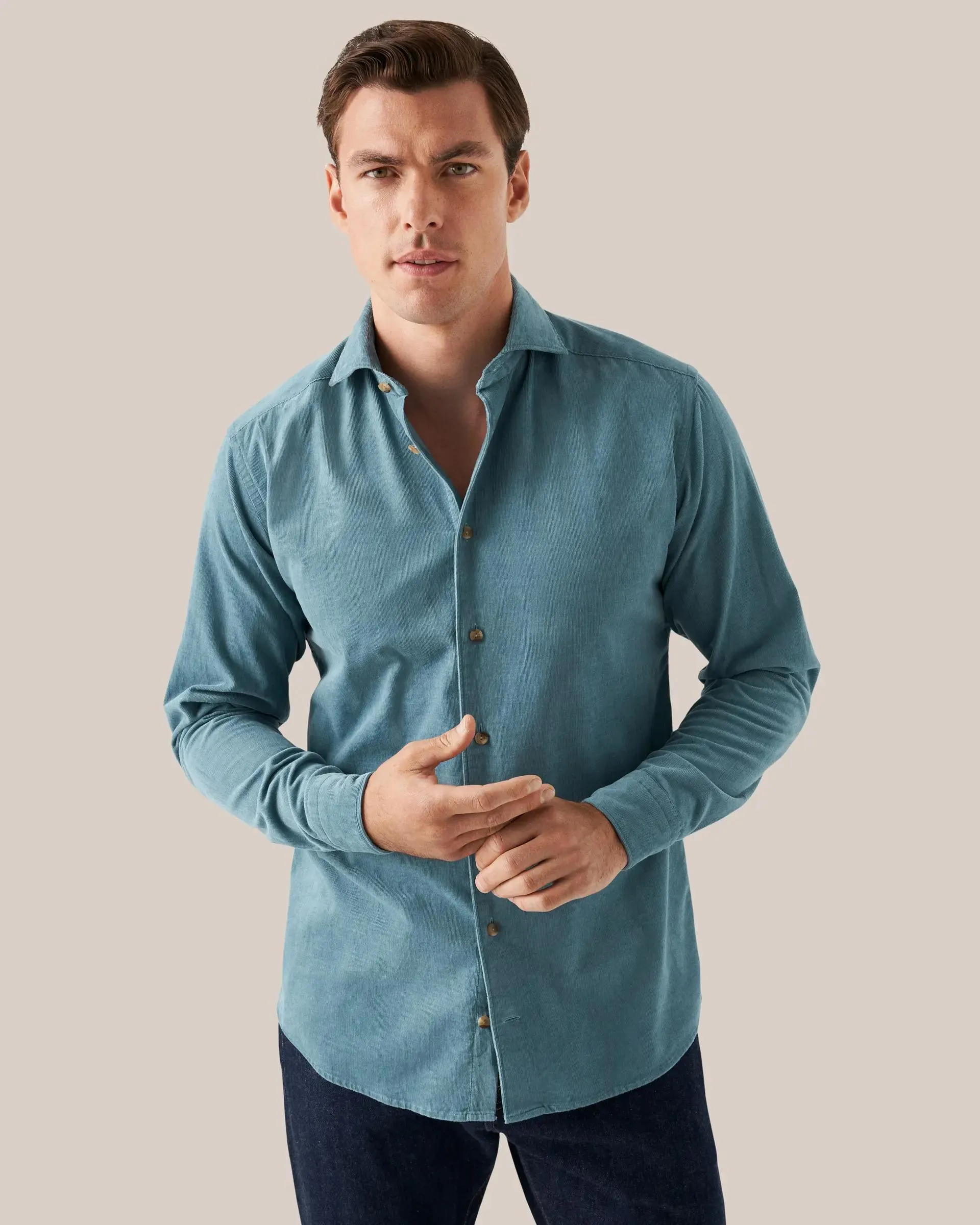 Blue Fine Wale Corduroy Shirt