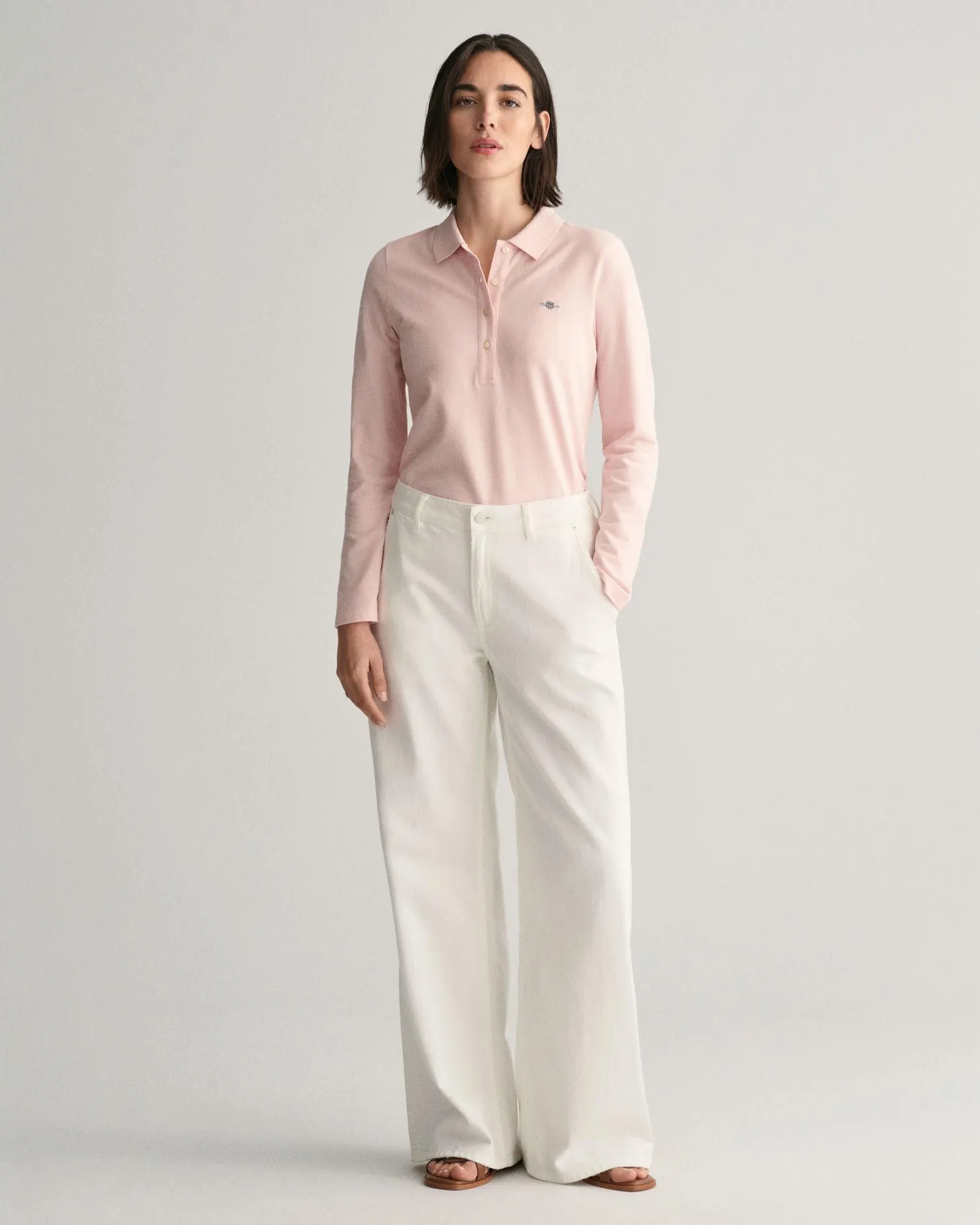 Langermet piquéskjorte med shield-logo