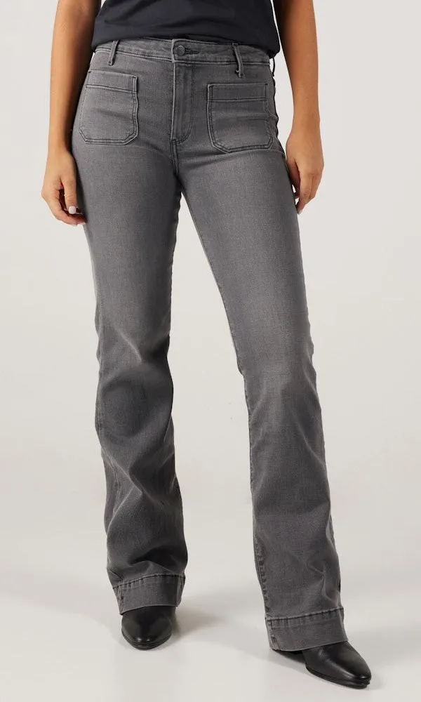 Flare Lys Grå Jeans