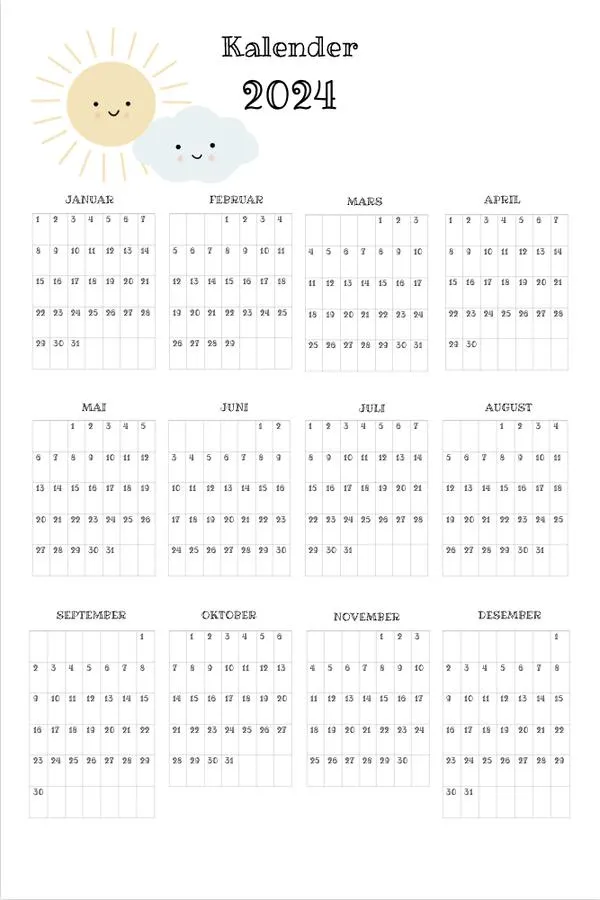 Plakatkalender | Liten (A4) | Cute