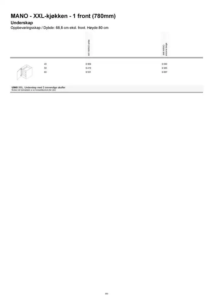 kvik kjøkken Prisliste. fra 1. januar til 31. desember 2025 - kundeavisside 353
