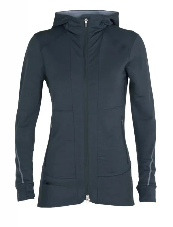 Icebreaker Womens Descender Ls Zip Serene Blue