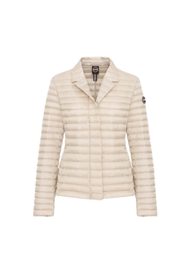 Quilted Blazer With Lapel Collar – Porcelain