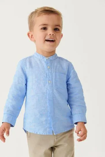 Grandad Collar Linen Mix Shirt (3mths-7yrs)