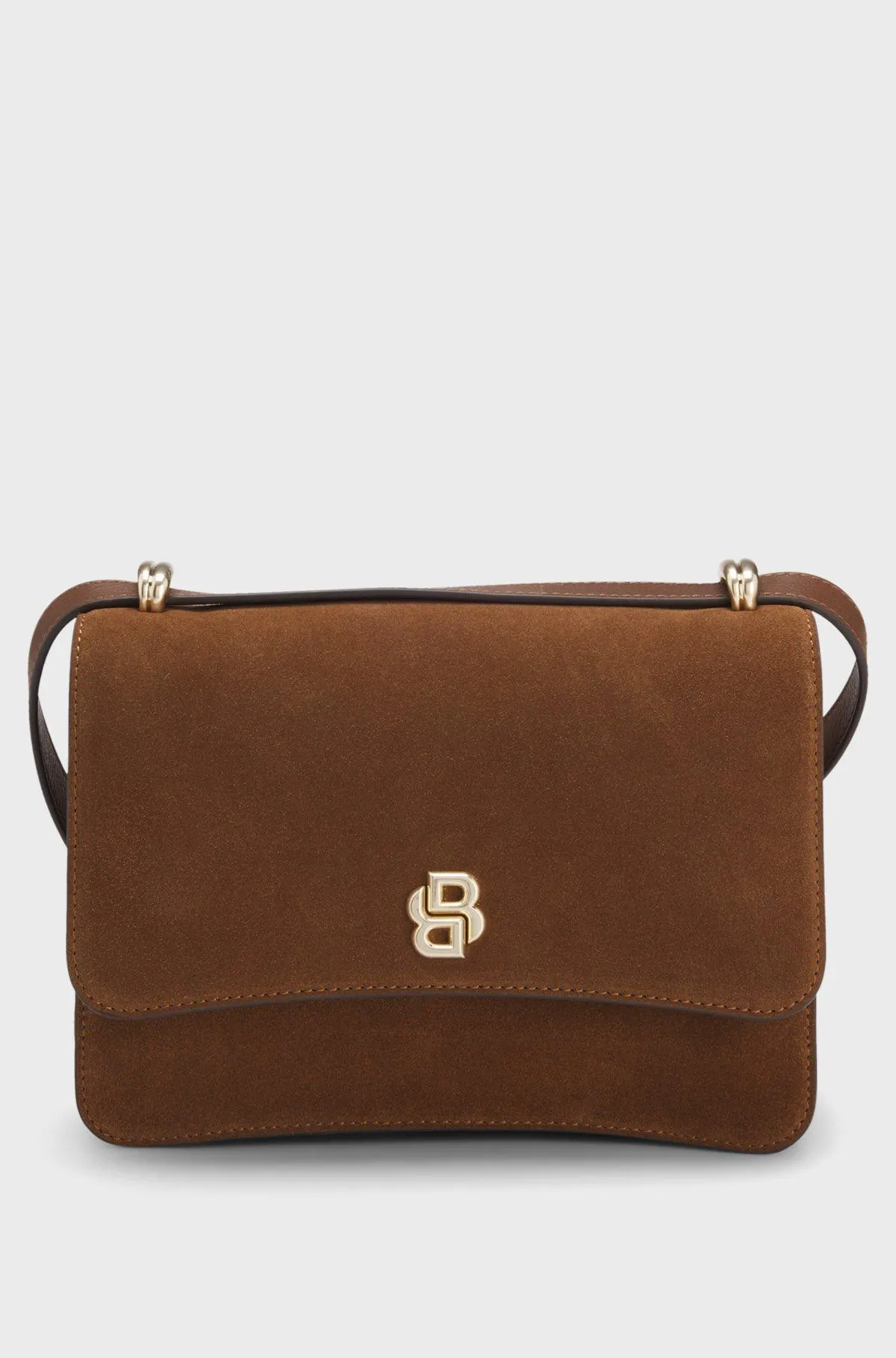 Suede crossbody bag with Double B monogram