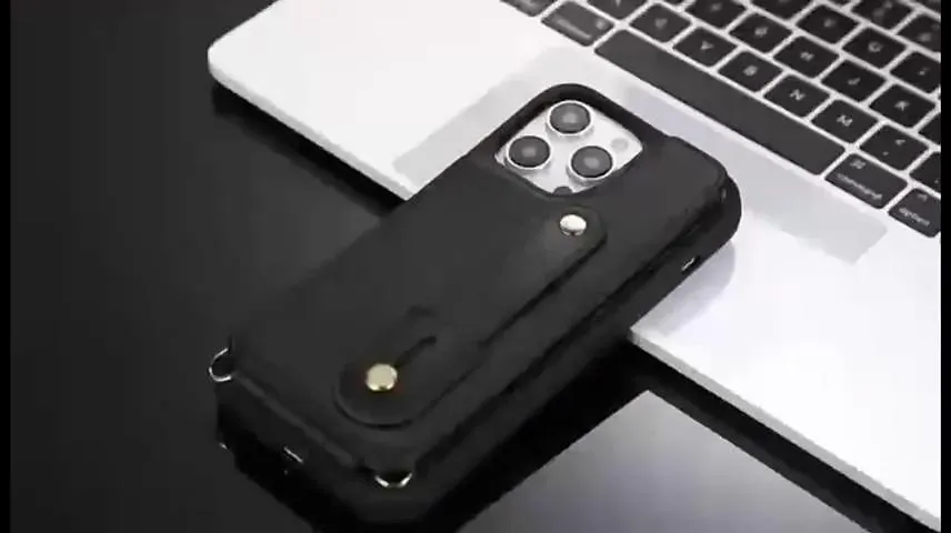 telefon Etui Til iPhone 15 Pro Max Plus iPhone 14 Pro Max Plus 13 12 11 Mini X XR XS 8 7 Bakdeksel med nøkkelbånd med håndleddsstropp Spor for kortholder Helfarge TPU PU lær