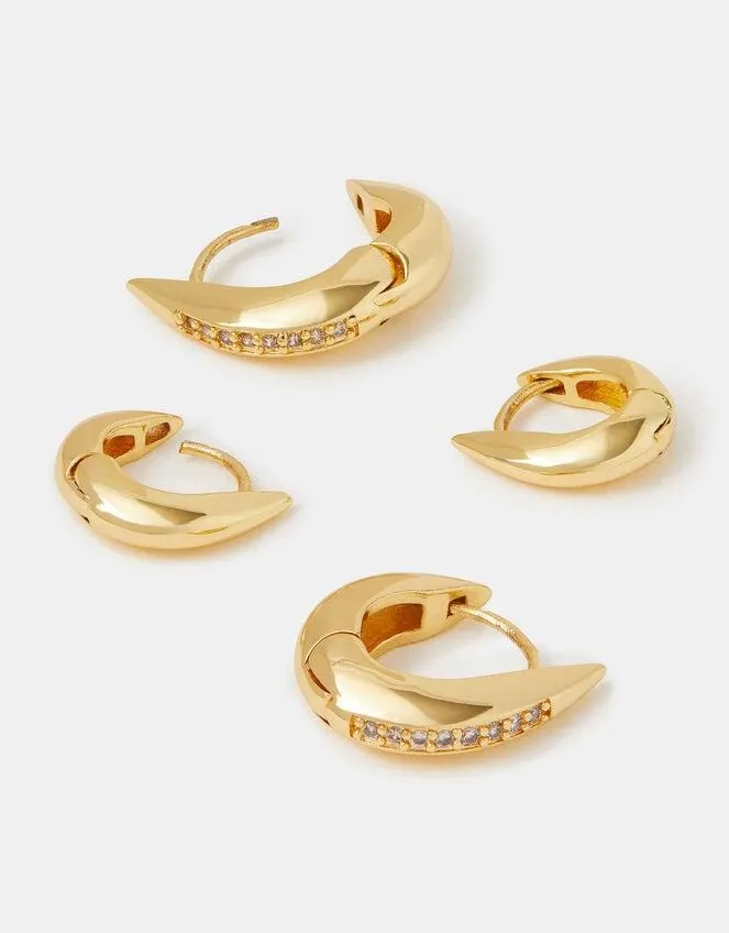 2-Pack 14ct Gold-Plated Hook Hoop Earrings