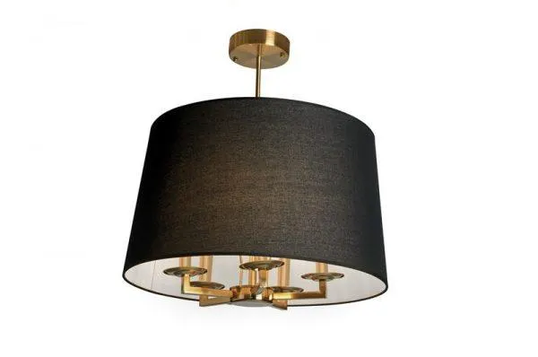 Taklampe Aruba D60cm 5armer gull sort skjerm