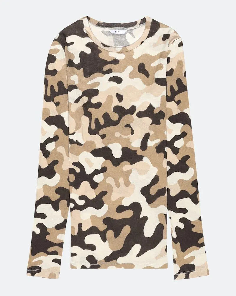 Camo langermet t-skjorte
