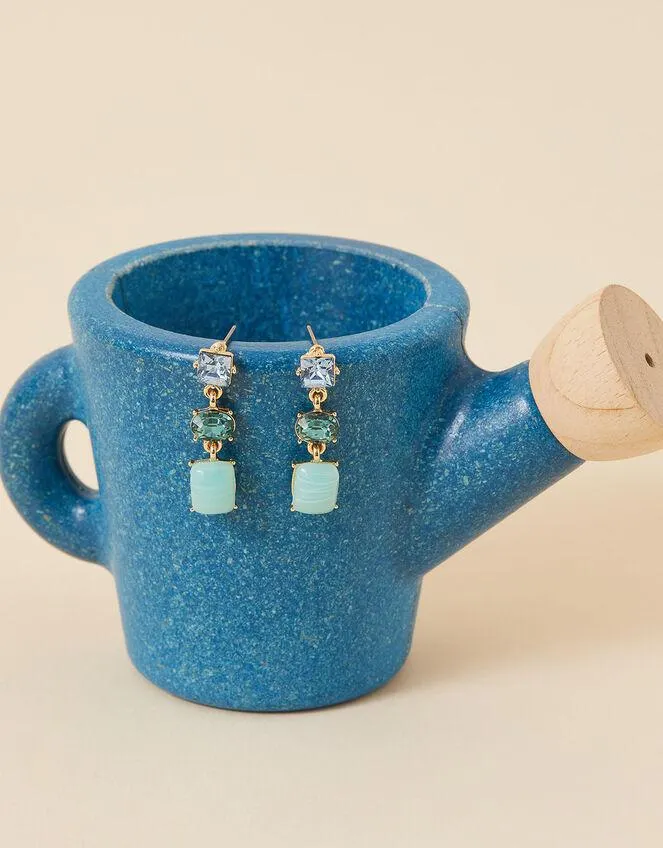 Mixed Gem Short Drop Earrings