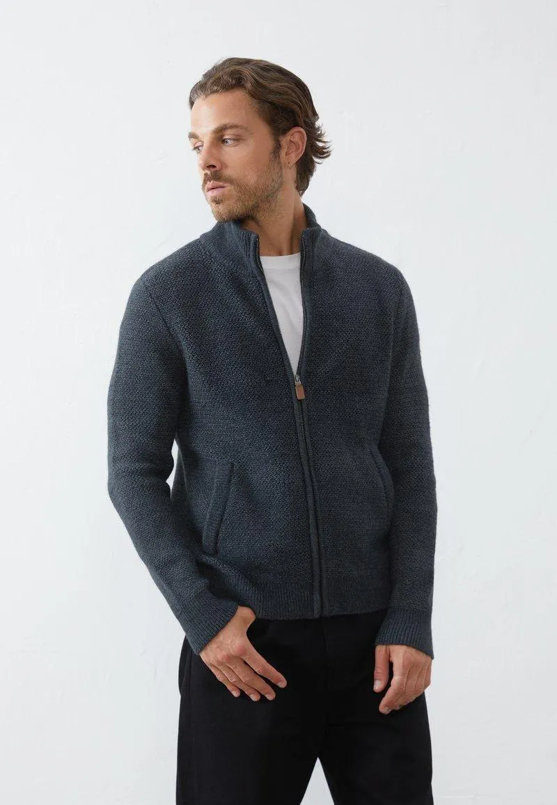 Cardigan - mottled dark blue