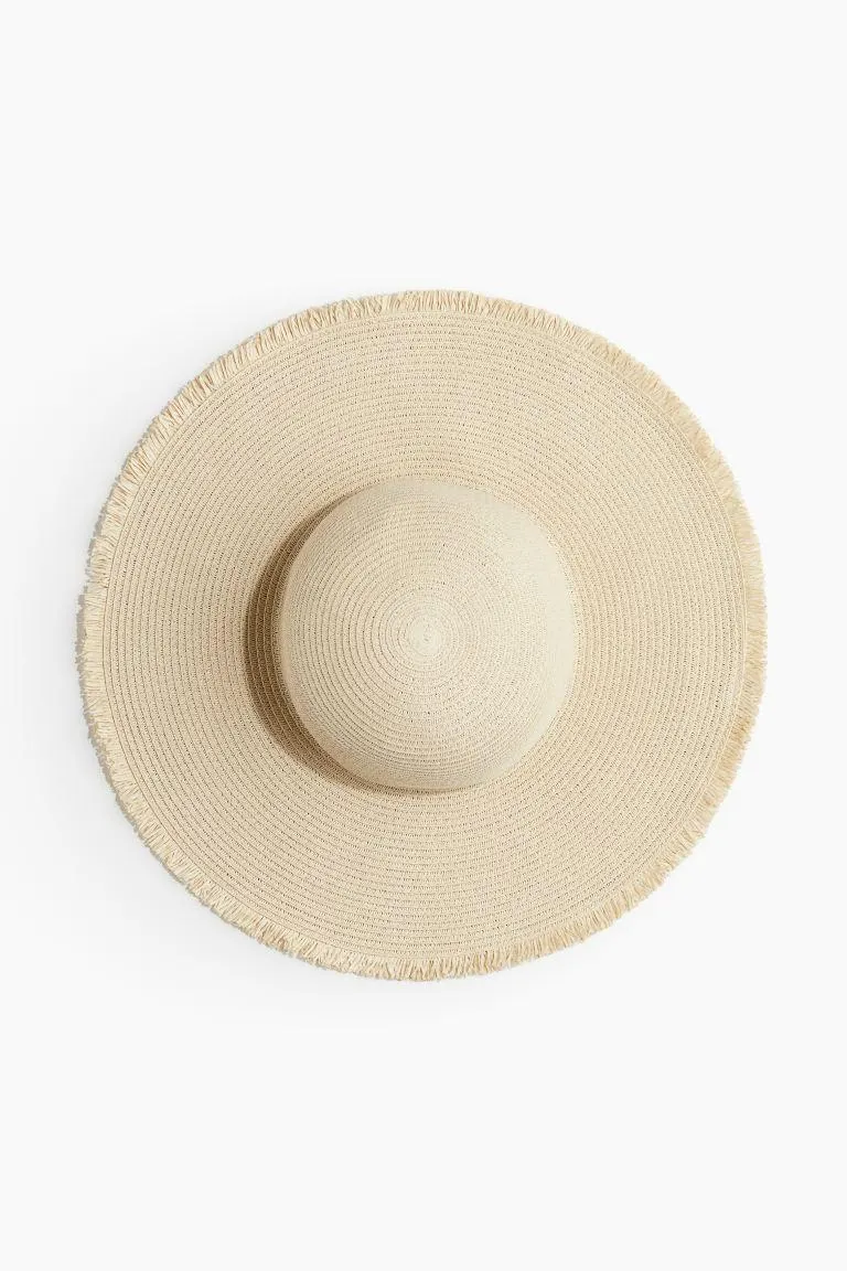 Frayed-edge Straw Hat
