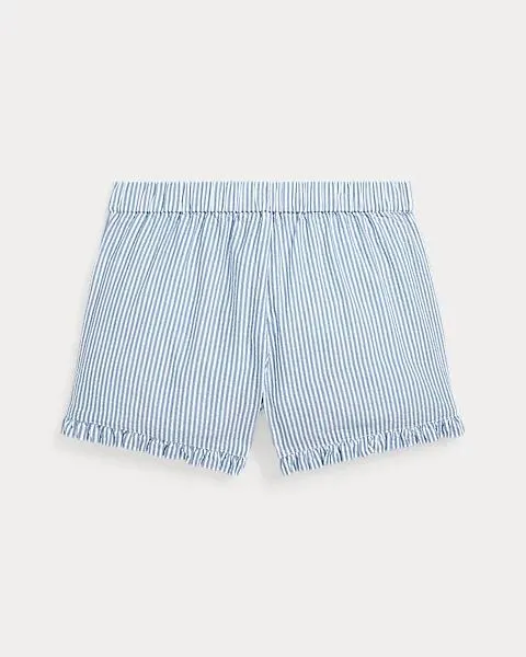 Striped Ruffled Cotton Seersucker Short