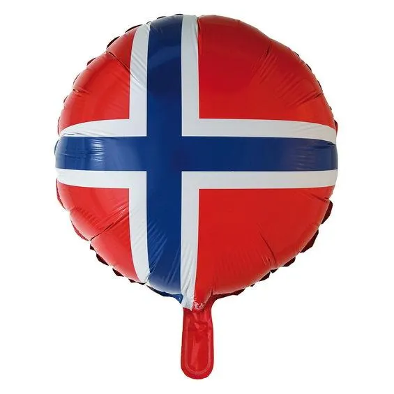 Folieballong 46 cm i diameter – Norge / norsk flagg