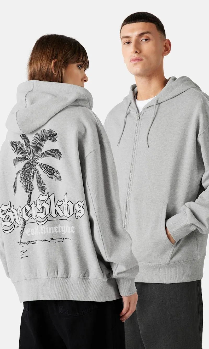 Grå zip-hettegenser