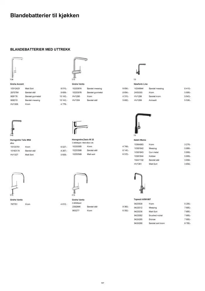 kvik kjøkken Prisliste. fra 1. januar til 31. desember 2025 - kundeavisside 707