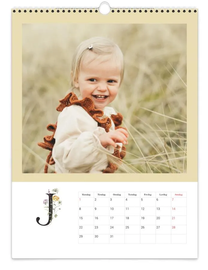 Veggkalender | Stor (A3) | Flora bokstav