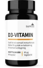 Sunkost Vitamin D3 80 µg (vitamin D tilskudd)