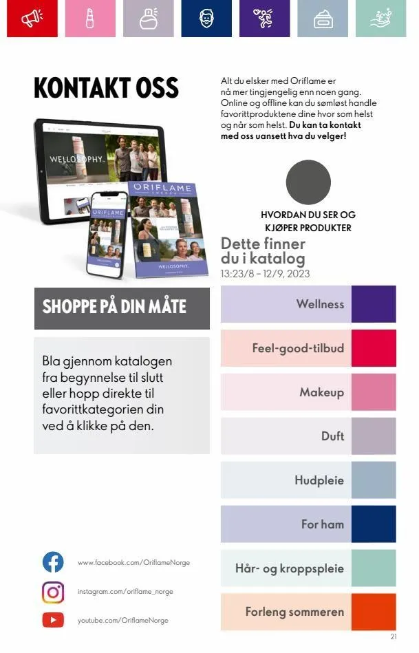 Oriflame kundeavis til 12.09.2023 fra 31. august til 12. september 2023 - kundeavisside 21