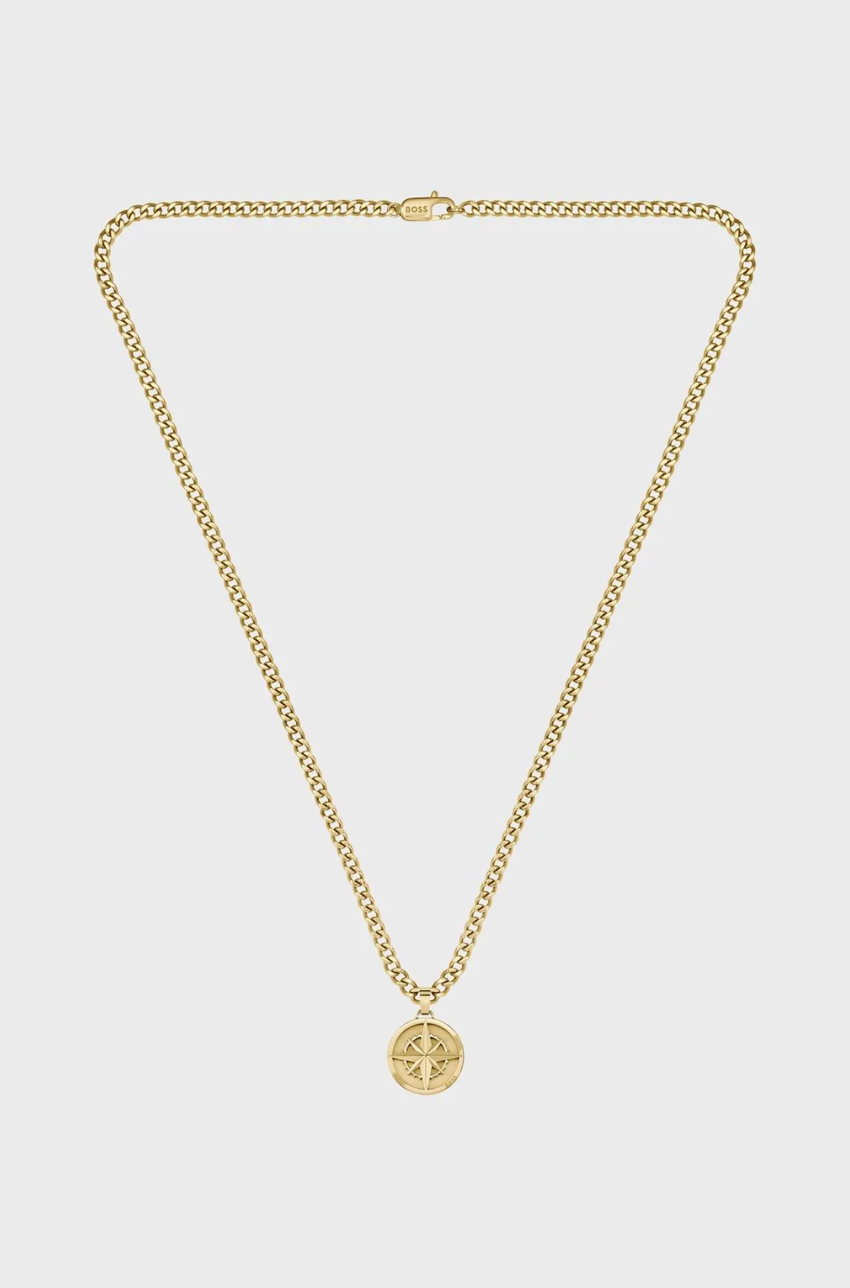Gold-tone chain necklace with compass pendant