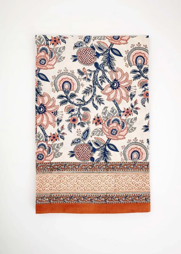 Block-printed tablecloth