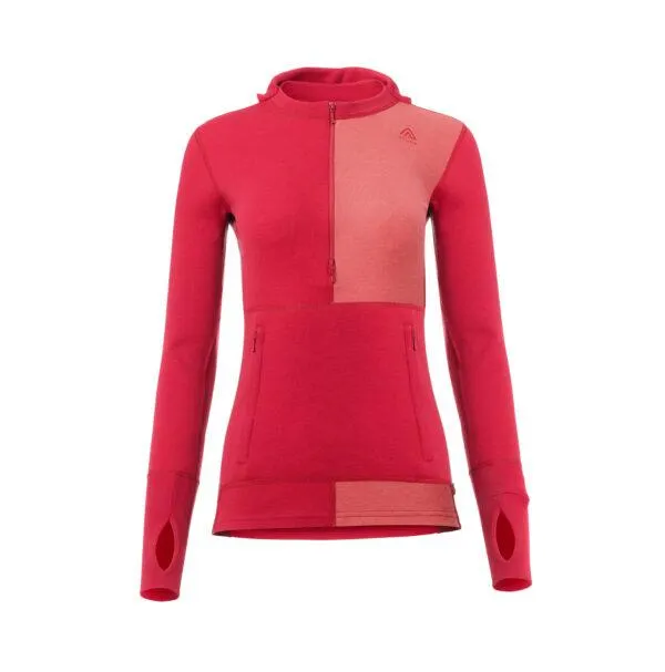 Aclima Warmwool Hoodsweater W/Zip Womens Jester Red/Spice