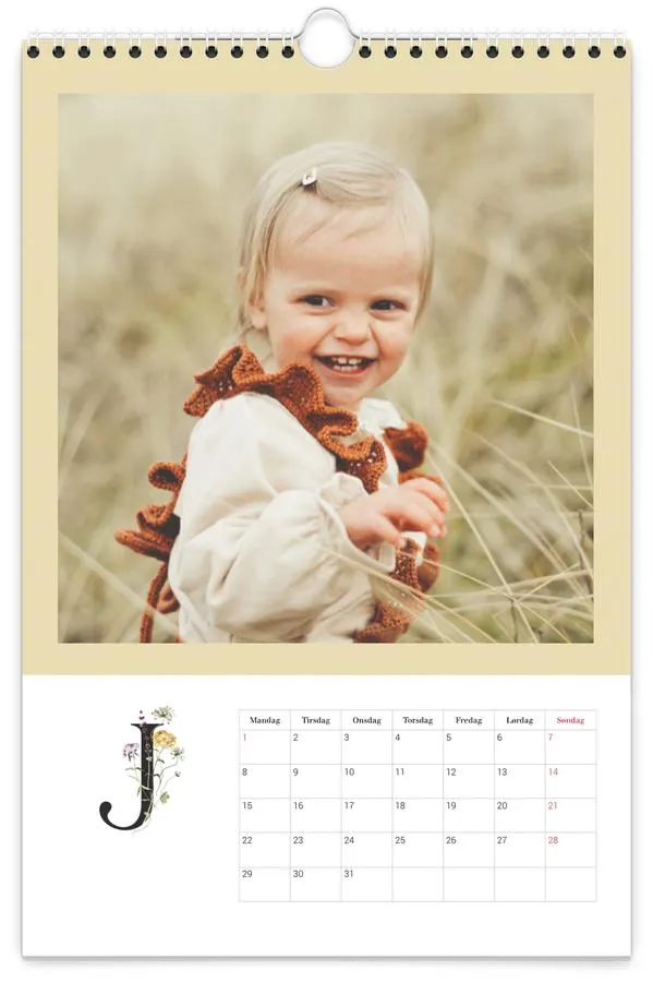 Veggkalender | A4 | Flora bokstav