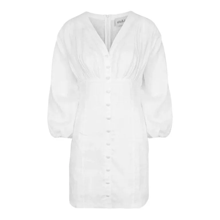 Jackie Linen Dress – Hvit
