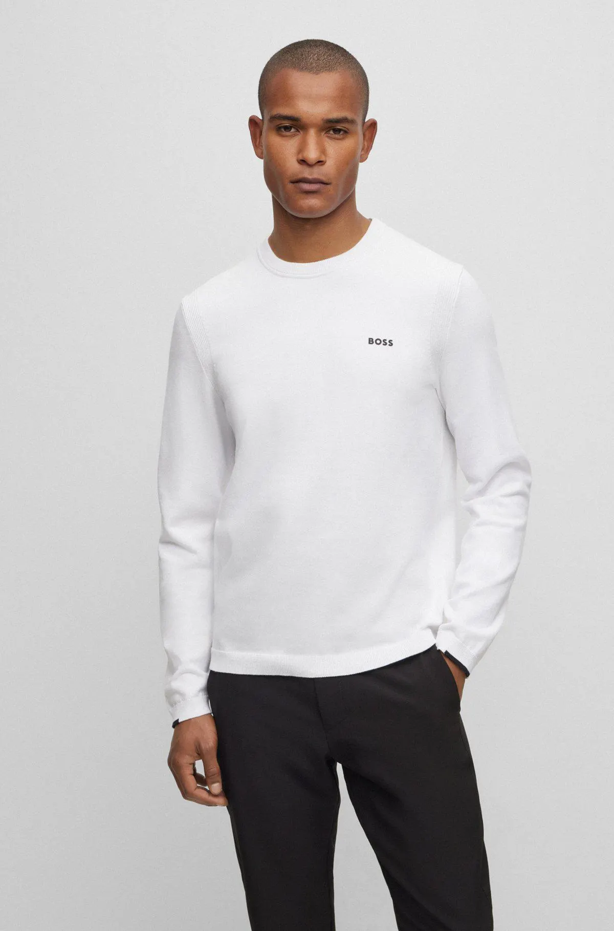 Cotton-blend regular-fit sweater with logo detail