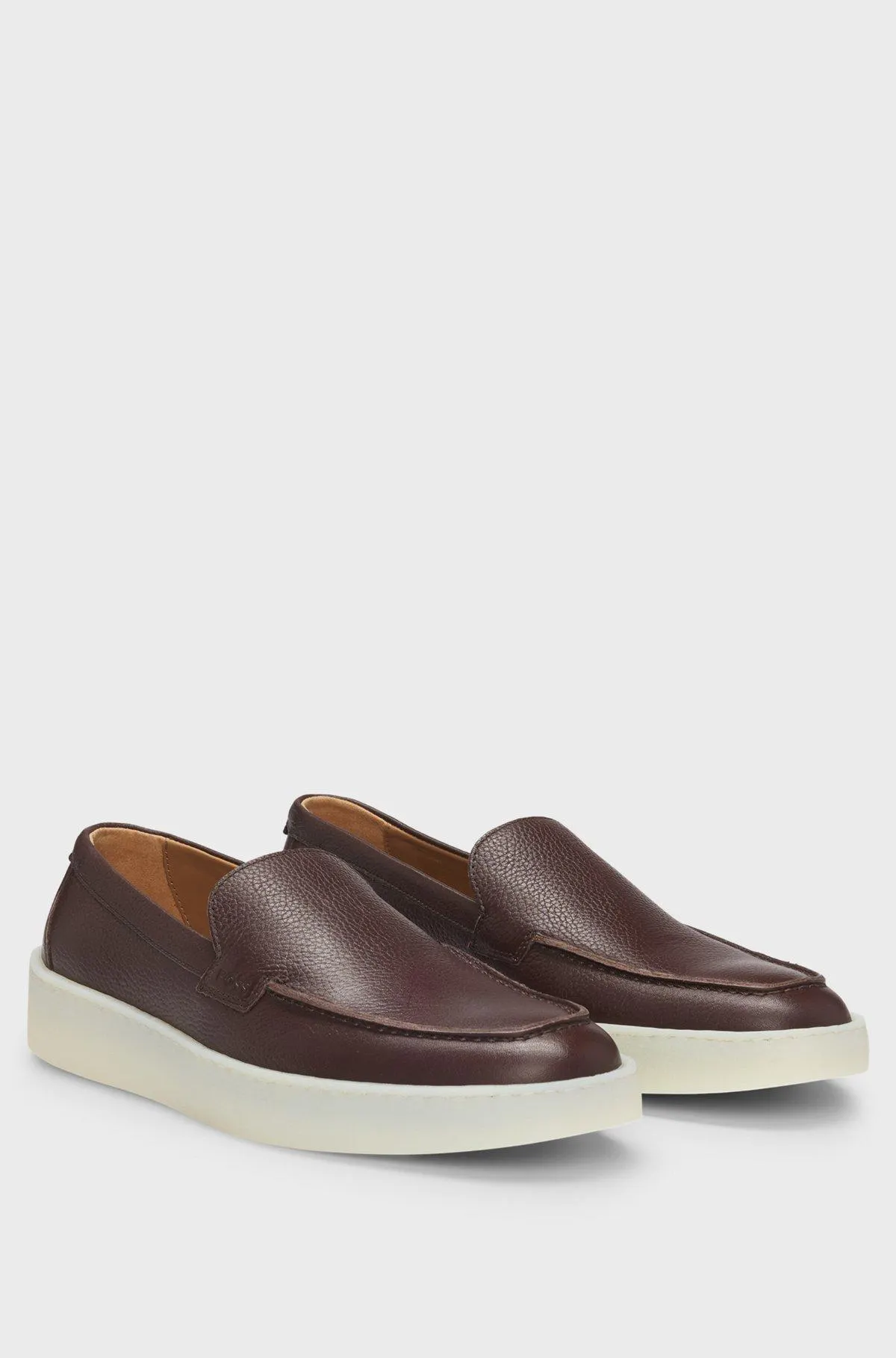 Grained-leather loafers with embossed branding