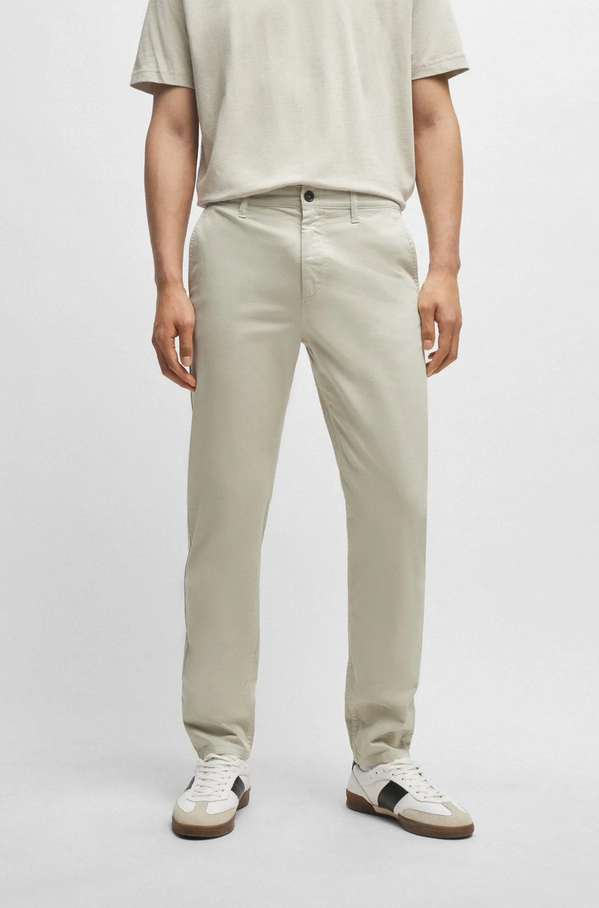 Tapered-fit chinos in stretch-cotton satin