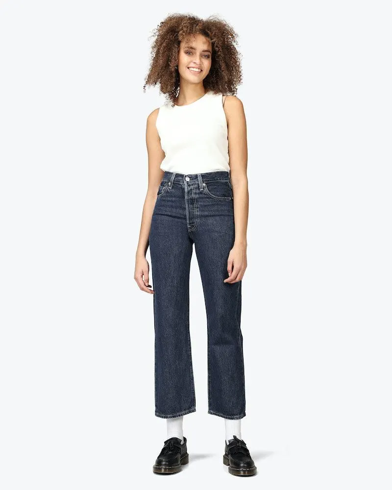 Ribcage Straight Ankle Mørk Blå Jeans