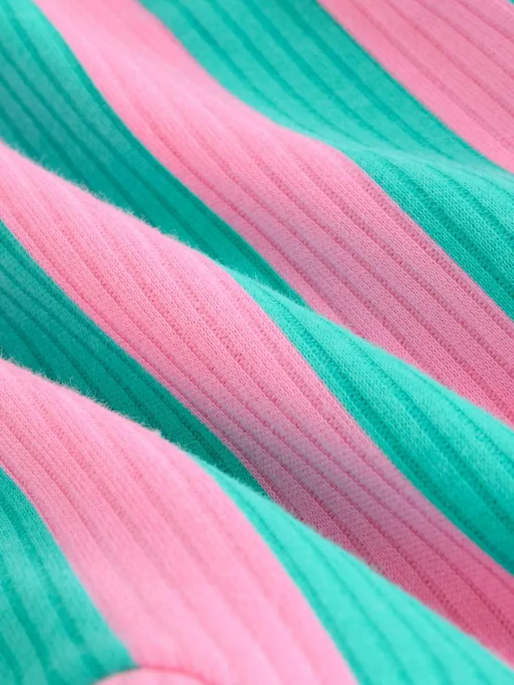 Multi Stripe Two Way Zip Baby Sleepsuits 3 Pack (0mths-3yrs)