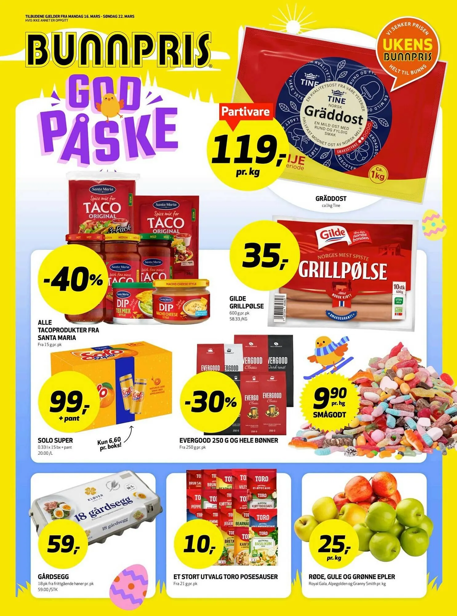 Bunnpris fra 16. mars til 22. mars 2026 - kundeavisside 1