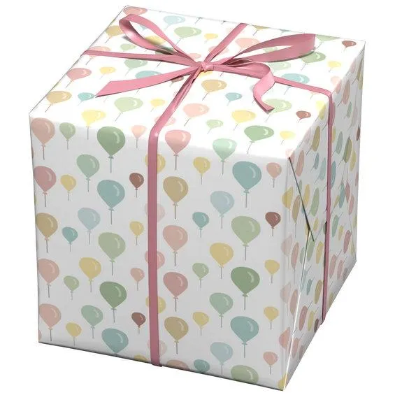 Gavepapir på rull 10 m × 57 cm – store og små ballonger i festlige farger