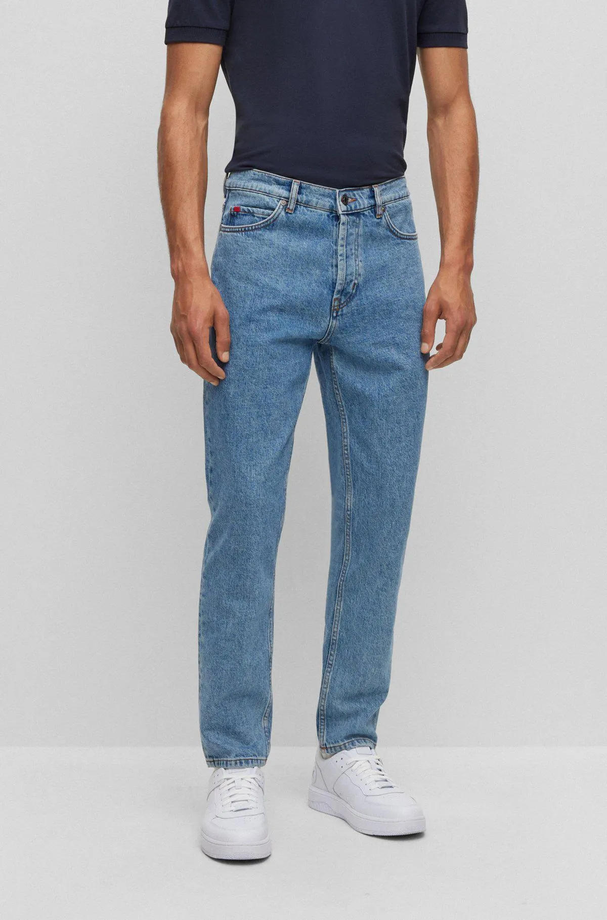 Tapered-fit jeans in blue comfort-stretch denim