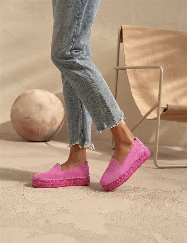 Suede Double Sole Espadrilles Hamptons Bold Pink On Tone
