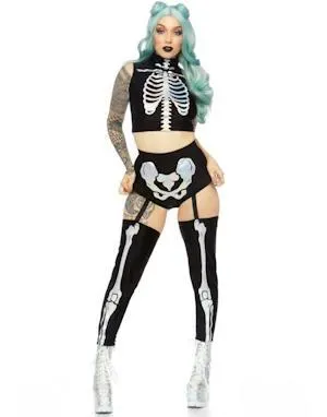 Holografisk Skjelett Kostyme til Dame 2 Deler