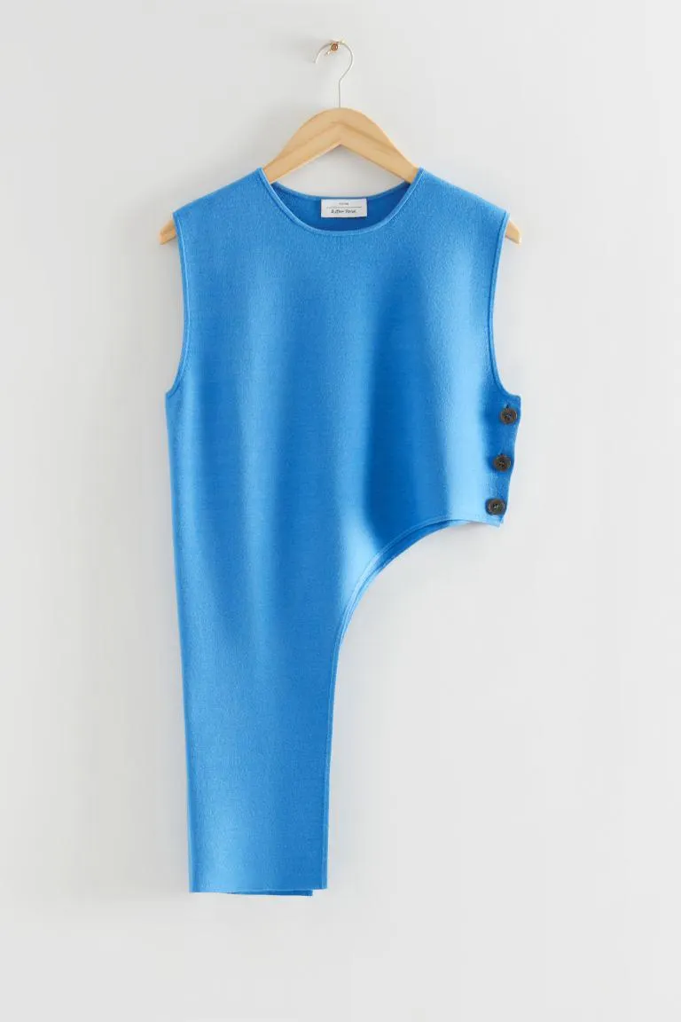 Asymmetric Boxy Buttoned Vest