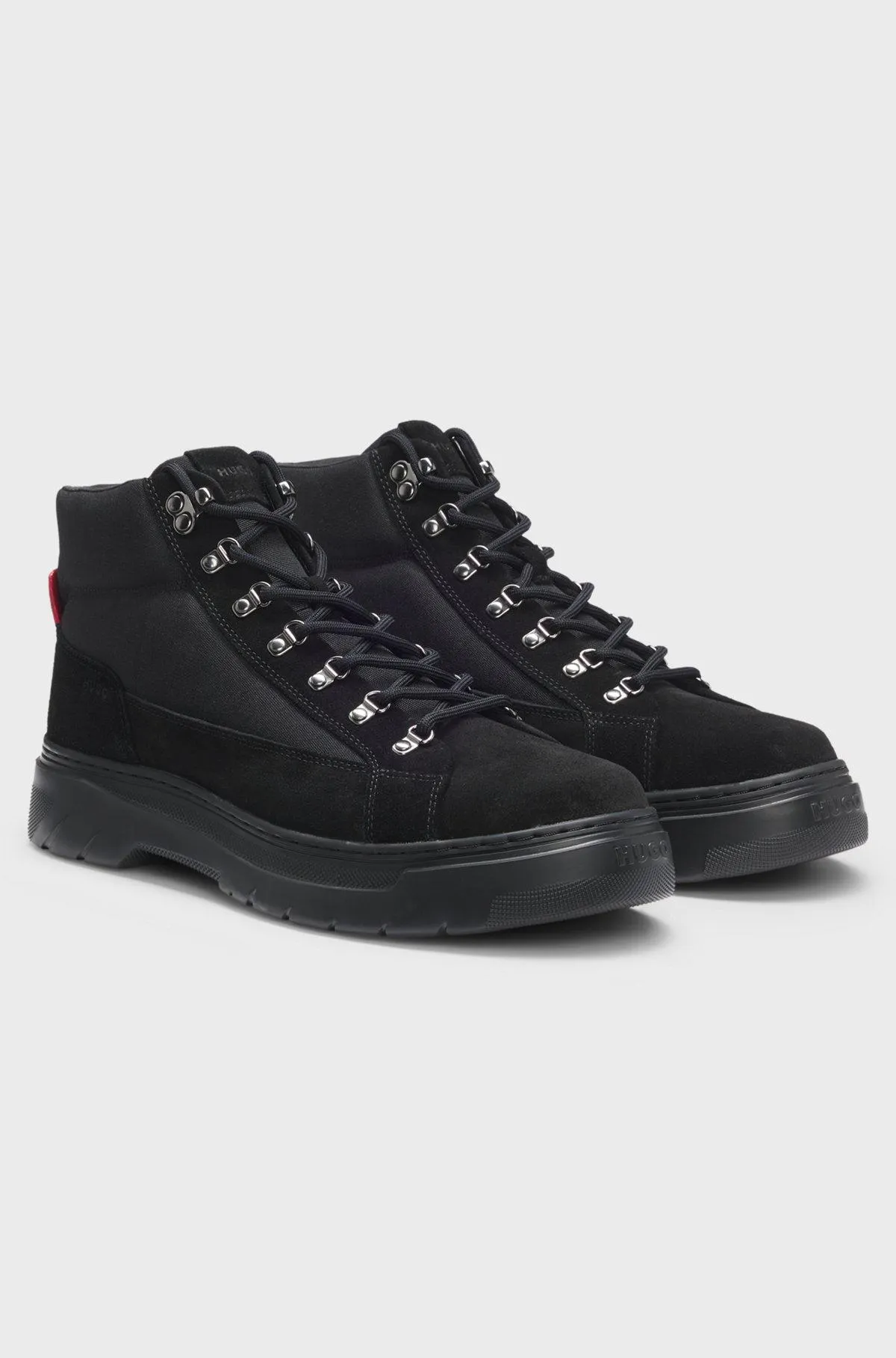 Hybrid boots in suede and canvas