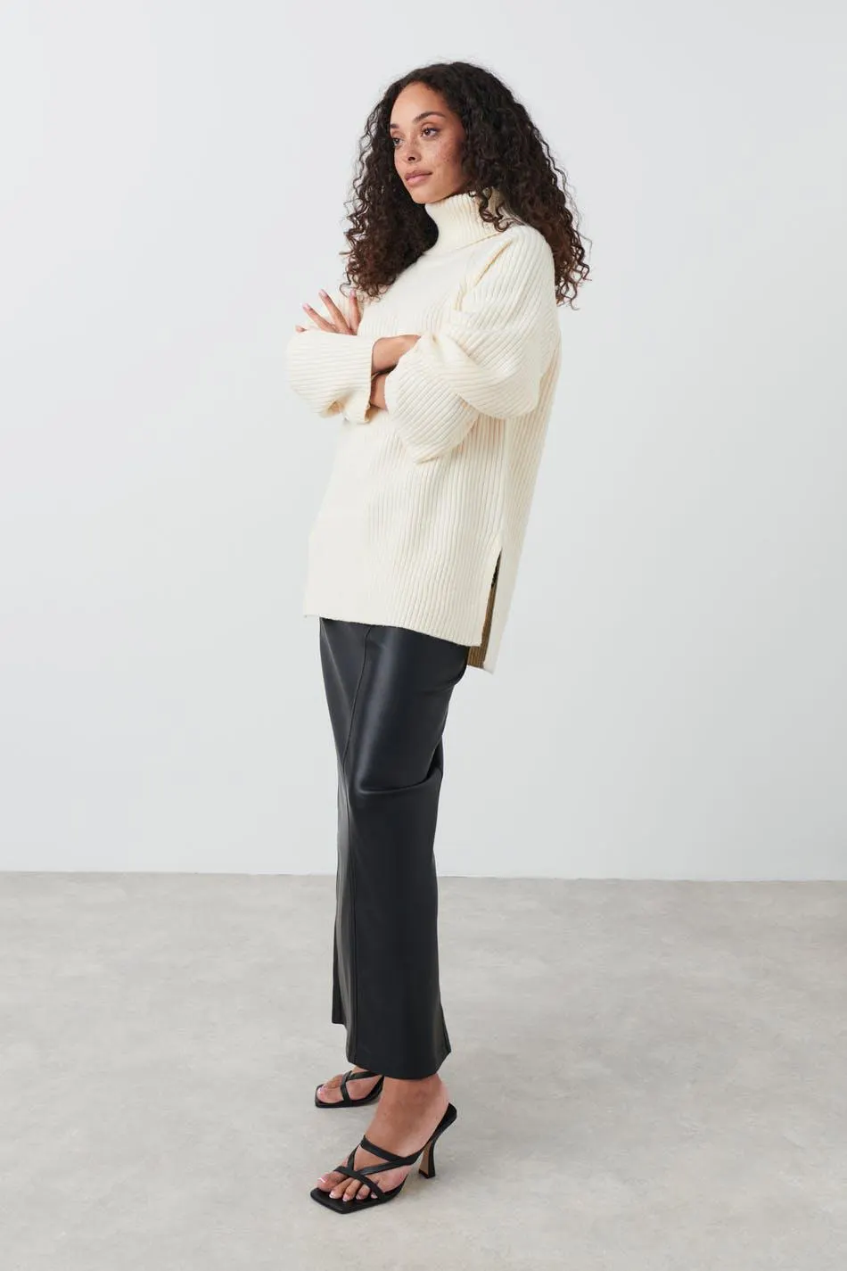 Roll-neck knitted sweater