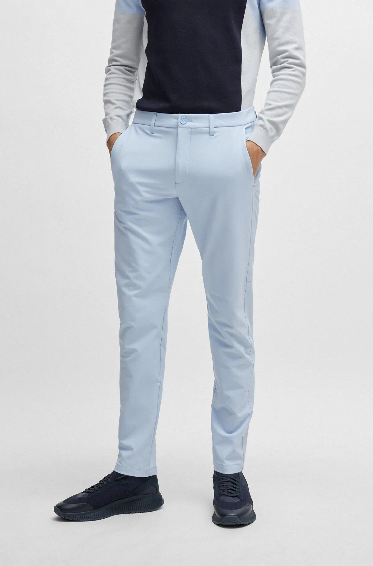 Slim-fit chinos in easy-iron four-way stretch fabric