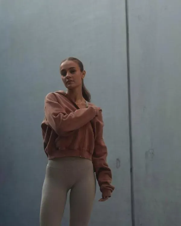 Pre Après Vintage Washed Zip Up Hoodie Womens Rusty Red