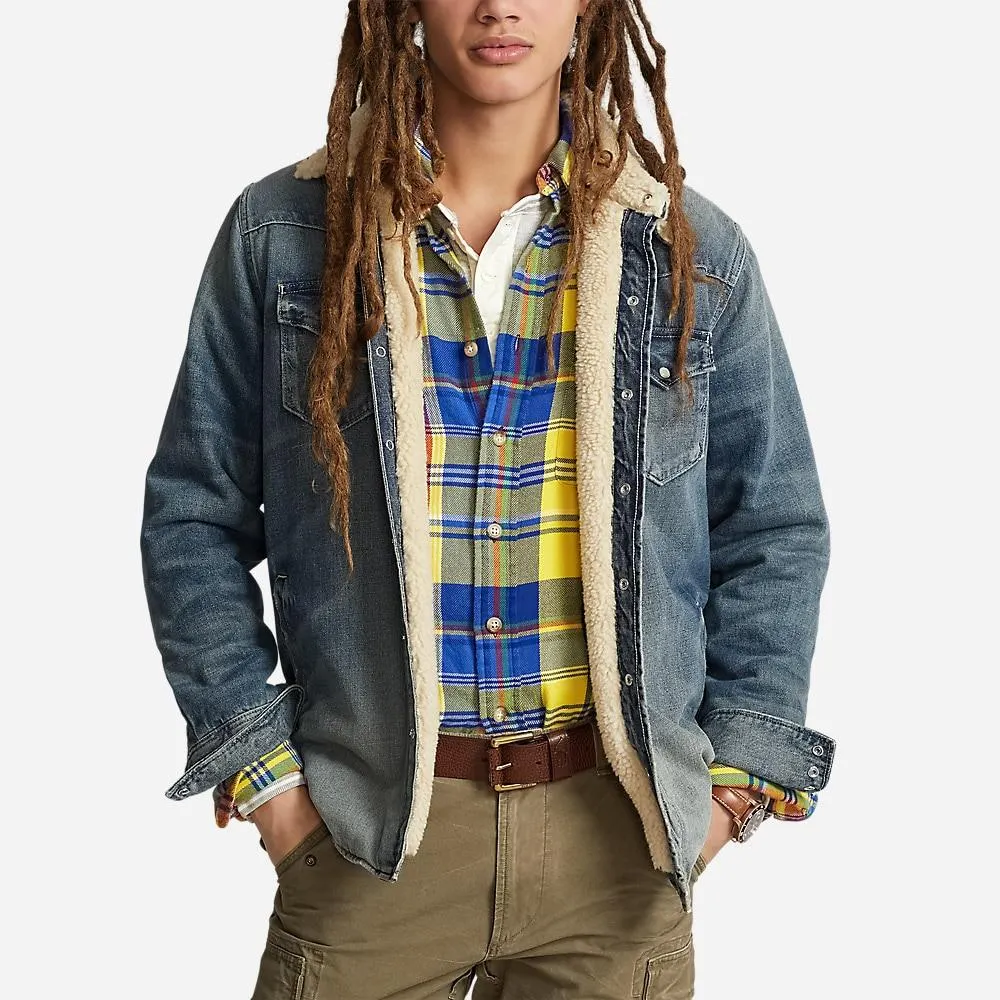 Fleece-Lined Denim Western Shirt Jacket - Squires