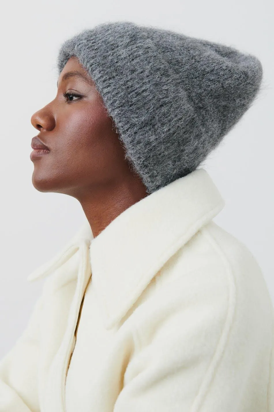 Textured knitted beanie hat